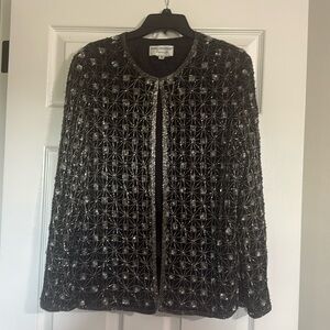 Evening jacket, black with silver embellishment,